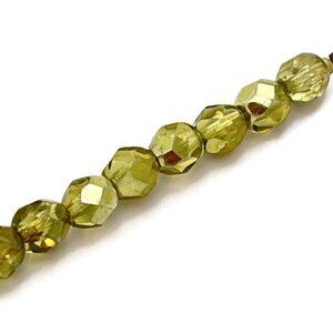 As Low as $2 Olive Half Coated Apollo Faceted Czech Beads 6mm (25)